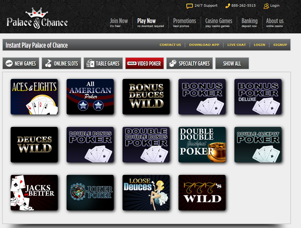Instant Play Casino | Play Palace of Chance Casino Games Online with No Download  Required